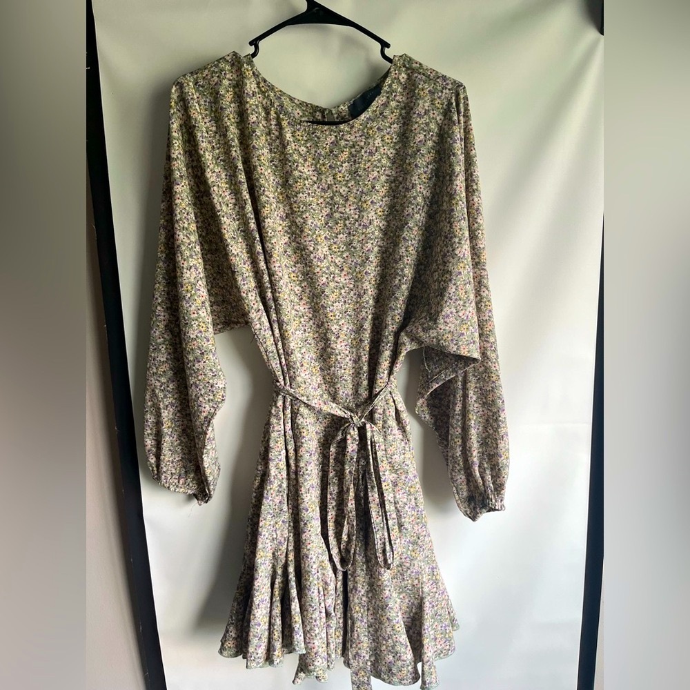 Floral Print Dress with Belt large